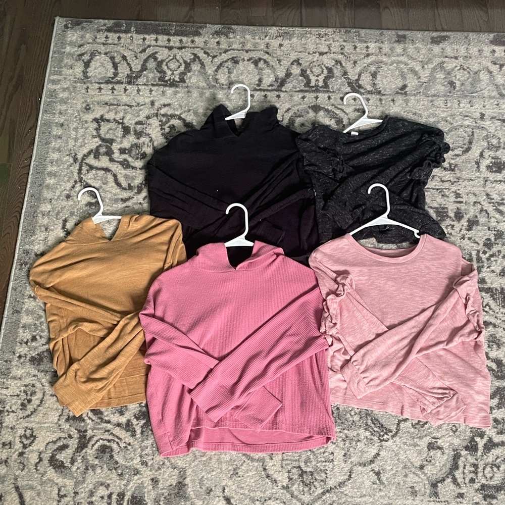 Assorted Old Navy  Long Sleeve Tops - Black, Gold,pink,kids,with hood.